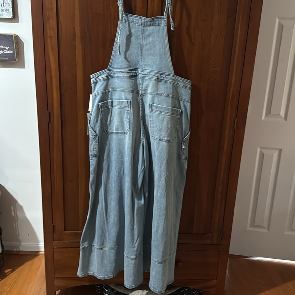 The Carpenter Raver Super Wide Leg Denim Jumpsuit Overalls - Picture 7 of 7